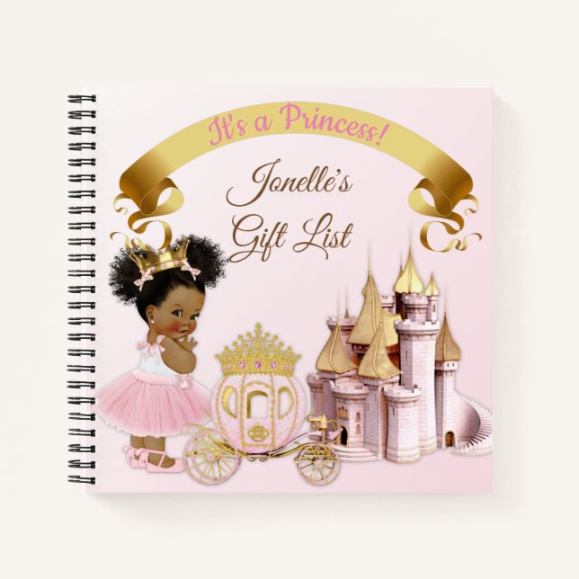 Royal Princess Castle Carriage Pink Gold Girl Notebook (Front)