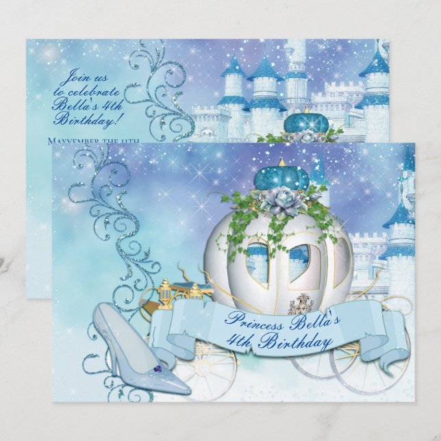 Royal Princess Cinderella Invitations (Front/Back)