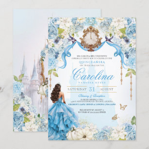 Royal Princess Cinderella Quinceañera Light Blue  Invitation