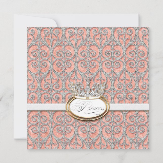 Royal Princess Crown Baby Girl Birth Announcement (Front)