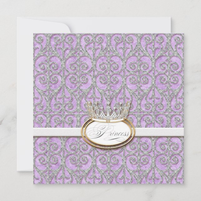 Royal Princess Crown Baby Girl Birth Announcement (Front)