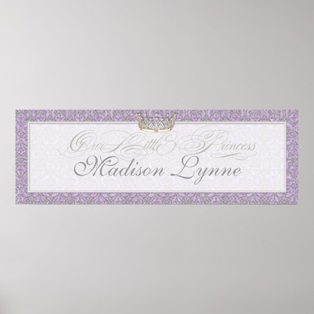 Royal Princess Crown Baby Girl Room Name Poster (Front)