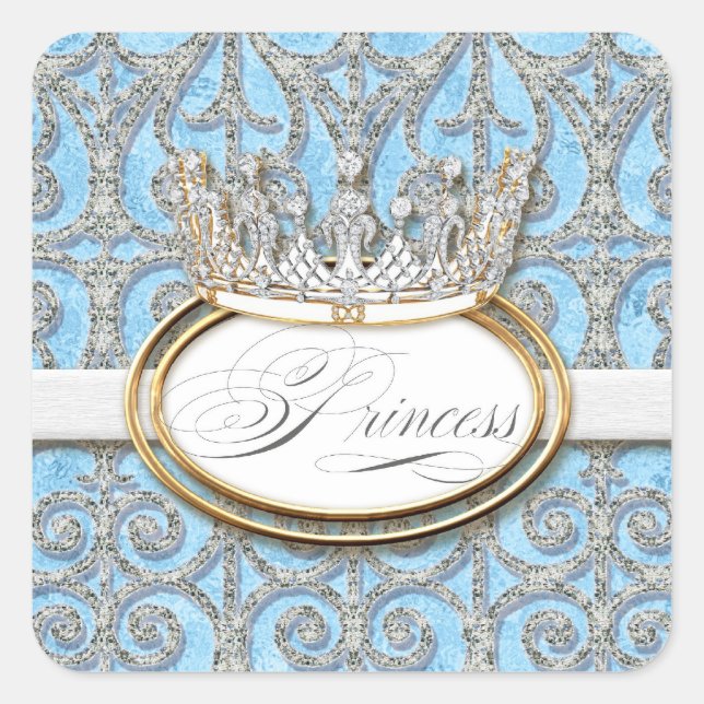 Royal Princess Crown Girl Baby Shower Sticker Seal (Front)