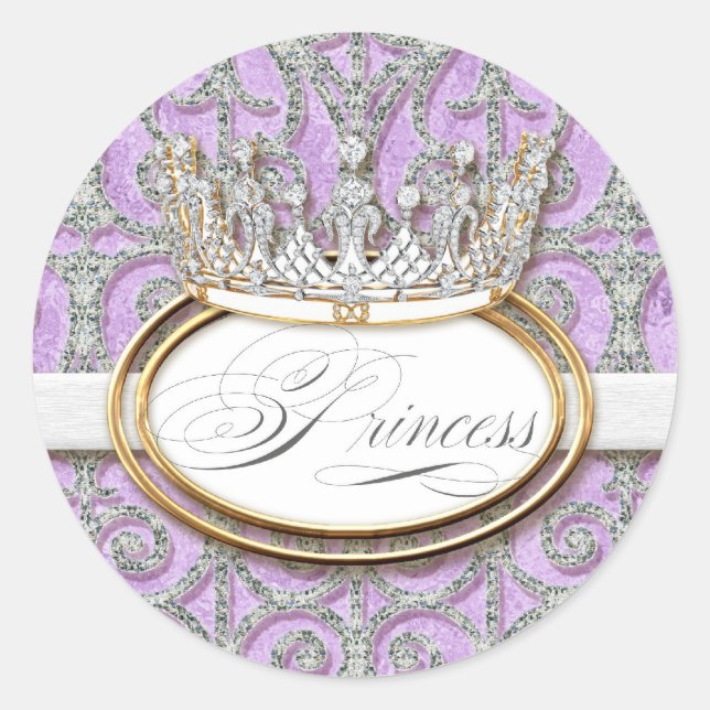 Royal Princess Crown Girl Baby Shower Sticker Seal (Front)
