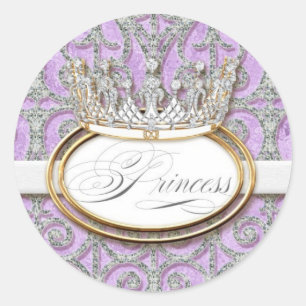 Royal Princess Crown Girl Baby Shower Sticker Seal