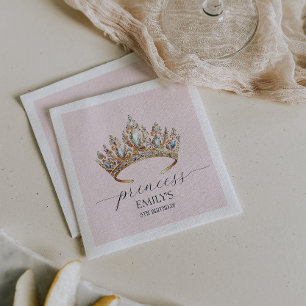 Royal Princess Crown Girl Birthday Party Napkin