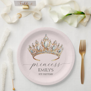 Royal Princess Crown Girl Birthday Party Paper Plate