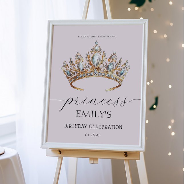 Royal Princess Crown Girl Birthday Party Poster (Creator Uploaded)