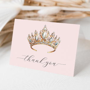 Royal Princess Crown Girl Birthday Party Thank You Card