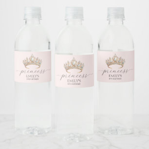 Royal Princess Crown Girl Birthday Party Water Bottle Label