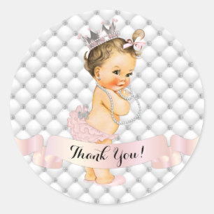 Royal Princess Diamonds Jewels Crown Blush Pink Classic Round Sticker