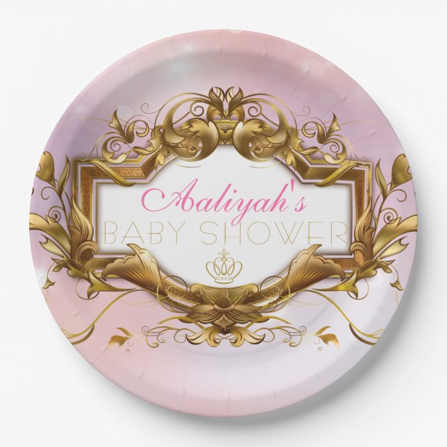Royal Princess Elegant Baby Shower Plates (Front)
