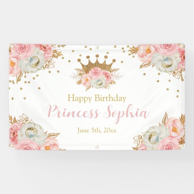Royal Princess Floral pink banner backdrop (Horizontal)