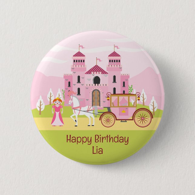 Royal Princess Girl Birthday Party 6 Cm Round Badge (Front)