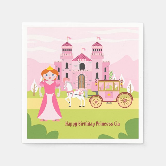 Royal Princess Girl Birthday Party Napkin (Front)