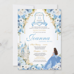 Royal Princess Light Blue Cinderella Quince V4 Invitation