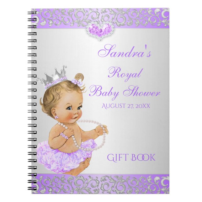 Royal Princess Lilac Silver Diamonds Gift Guest Notebook (Front)