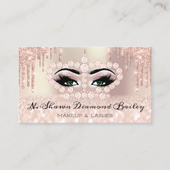 Royal Princess Makeup Artist Lashes Rose Green Appointment Card (Front)
