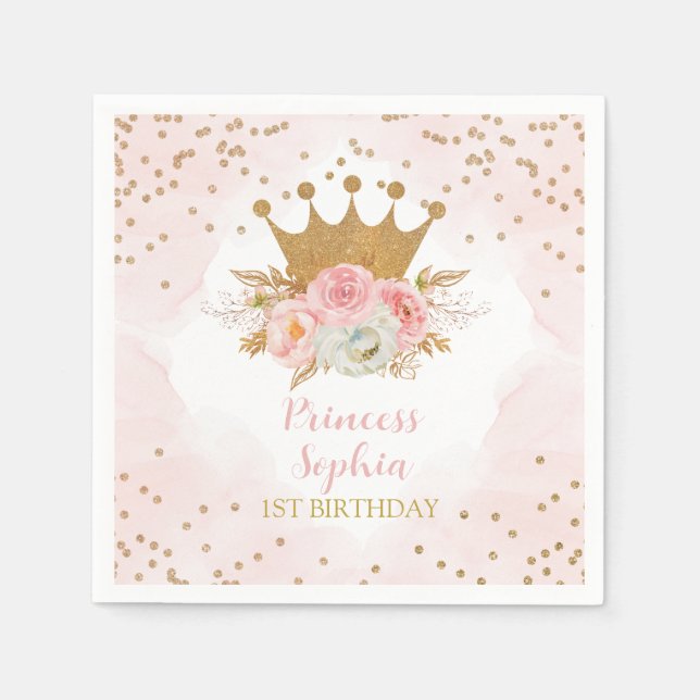 Royal Princess Ping floral Birthday Napkin (Front)