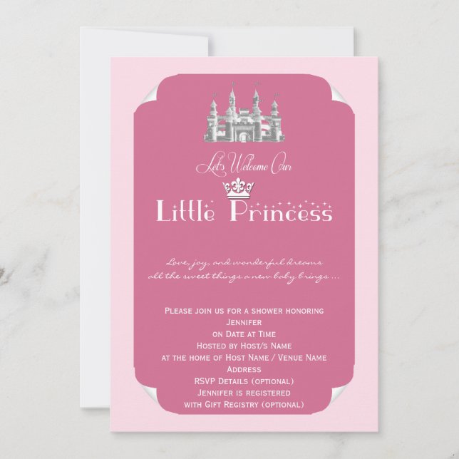 Royal Princess Pink Baby Girl Shower Invitation (Front)