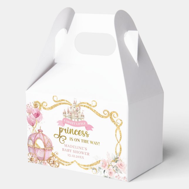 Royal Princess Pink Carriage Baby Favour Box (Front)