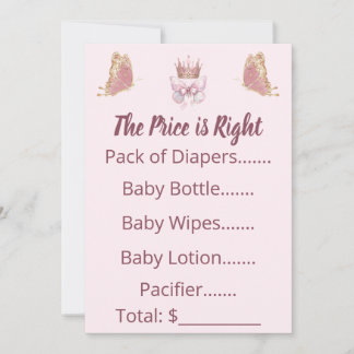 Royal Princess Pink Gold Price is Right Game Invitation