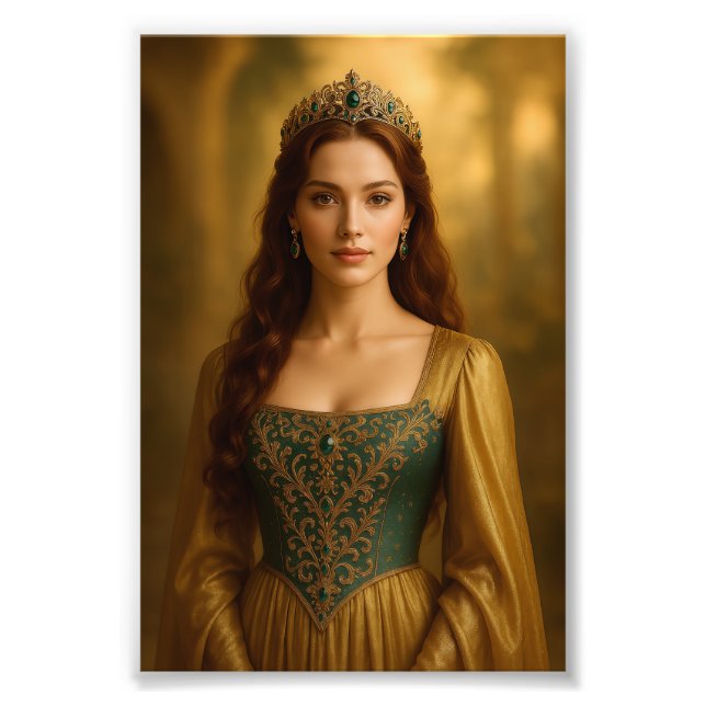 Royal Princess Portrait in Emerald and Gold  Photo Print (Front)