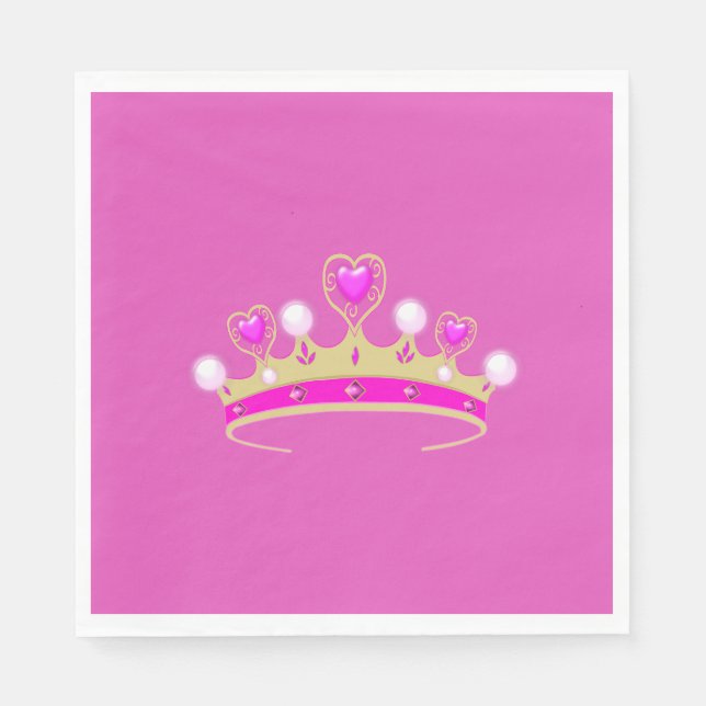 Royal Princess Queen Crown Coronet Party Pink Gold Napkin (Front)