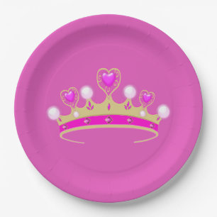 Royal Princess Queen Crown Coronet Party Pink Gold Paper Plate