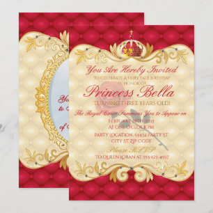 Royal Princess, Red Rose Birthday Invitations