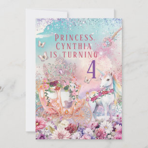 Royal Princess Unicorn Birthday Party Invitations
