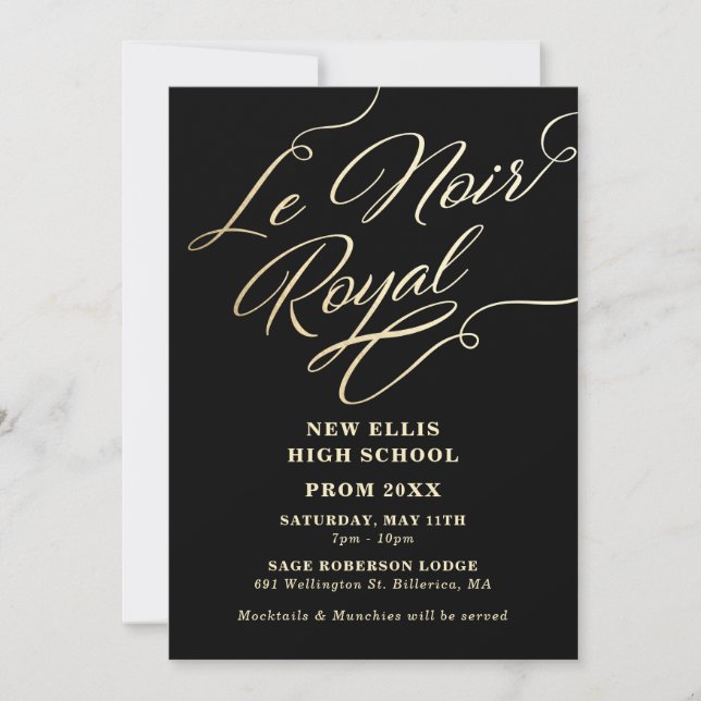 Royal Prom Invitation Black and Gold (Front)
