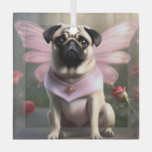 Royal Pug: The Princess Fairy of Enchanted Realms Glass Tree Decoration