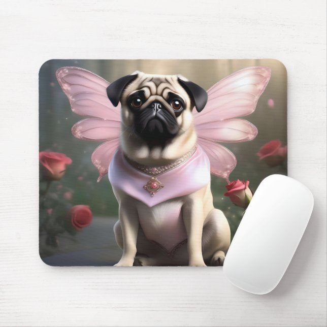 Royal Pug: The Princess Fairy of Enchanted Realms Mouse Mat (With Mouse)