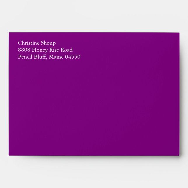 Royal Purple A7 5x7 Envelopes With Return Address (Front)
