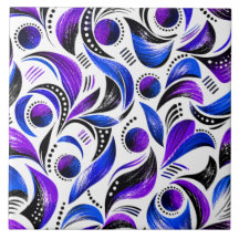 Royal Purple Abstract Swirl Decorative Tiles