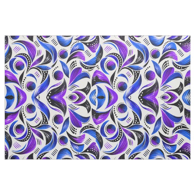 Royal Purple Abstract Swirl Pattern Fabric  (Yard)