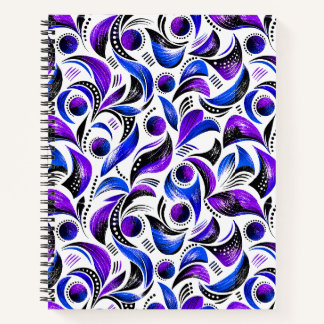 Royal Purple Abstract Swirl Pattern spiral Notebook