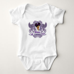 Royal Purple Afro Princess Purple & White Elegant Baby Bodysuit