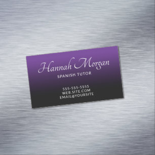 Royal Purple and Black Ombre Elegant Magnetic Business Card