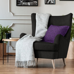 Royal Purple and Black Rose Floral Damask Cushion