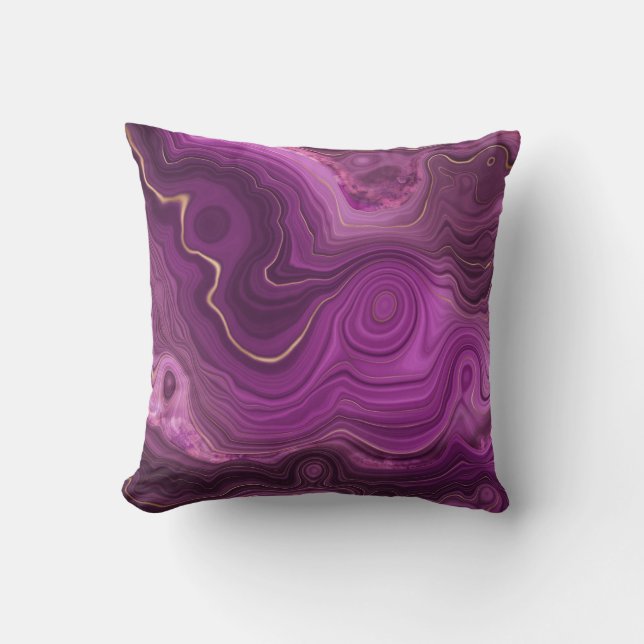 Royal Purple And Gold Agate Abstract Cushion (Front)