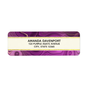 Royal Purple And Gold Agate Abstract Label