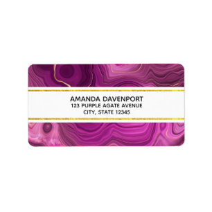 Royal Purple And Gold Agate Abstract Label