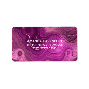 Royal Purple And Gold Agate Abstract Label