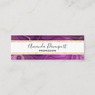 Royal Purple And Gold Agate Abstract Mini Business Card