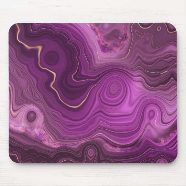 Royal Purple And Gold Agate Abstract Mouse Mat (Front)