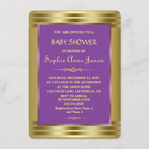 Royal Purple and Gold Baby Shower Invite