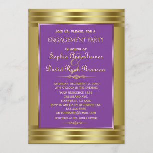 Royal Purple and Gold Engagement Party Invitation