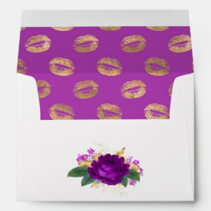 Royal Purple and Gold Floral Envelope